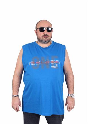 Starbattal Büyük Beden Baskılı Kolsuz Tişört Step Up Level 25155 SAKS