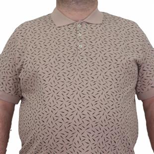 Starbattal Erkek Büyük Beden Polo Yaka Tişört Leaf 24457 BEJ