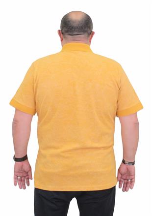 Starbattal Erkek Büyük Beden Polo Yaka Mat Baskılı Tişört 24451 HARDAL