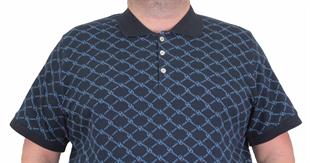 Starbattal Erkek Büyük Beden Polo Yaka Tişört Square 24452 LACIVERT