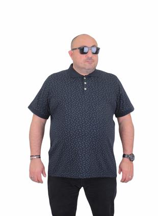 Starbattal Erkek Büyük Beden Polo Yaka Tişört Leaf 24457 LACIVERT