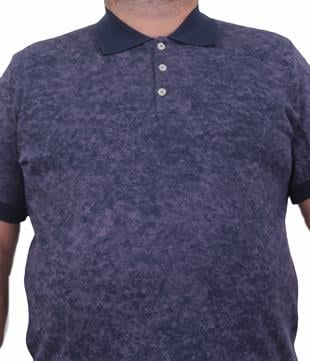 Starbattal Erkek Büyük Beden Polo Yaka Mat Baskılı Tişört 24451 Marin