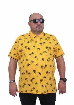 Starbattal Erkek Büyük Beden Polo Yaka Tişört Palm 24460 SARI