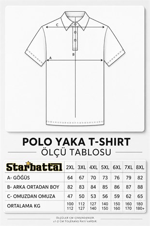 Starbattal Erkek Büyük Beden Polo Yaka Tişört Palm 24460 KIRMIZI