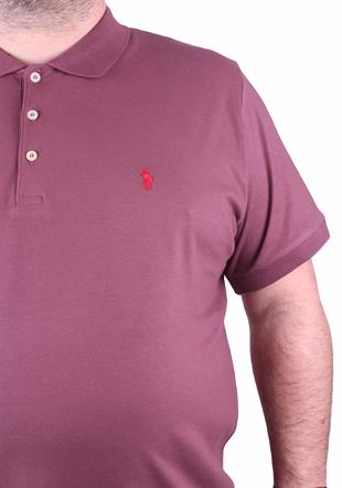 Erkek Büyük Beden Polo Yaka Tişört 23407 Eflatun