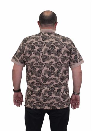 Starbattal Erkek Büyük Beden Polo Yaka Tişört Hawai 24455 BEJ