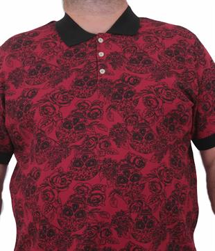 Starbattal Erkek Büyük Beden Polo Yaka Tişört Skull 24454 BORDO