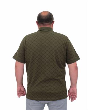 Starbattal Erkek Büyük Beden Polo Yaka Tişört Square 24452 Askeri Yeşil