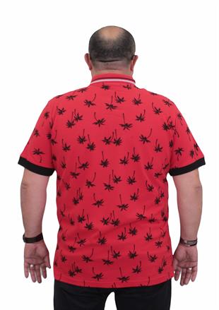 Starbattal Erkek Büyük Beden Polo Yaka Tişört Palm 24460 KIRMIZI