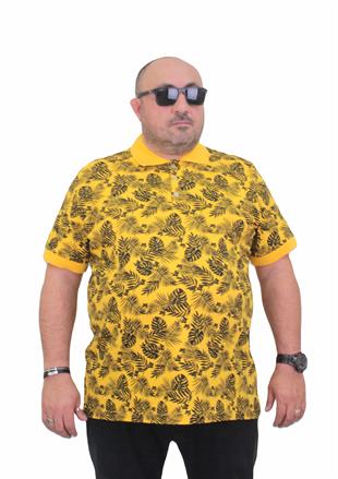 Starbattal Erkek Büyük Beden Polo Yaka Tişört Hawai 24455 SARI