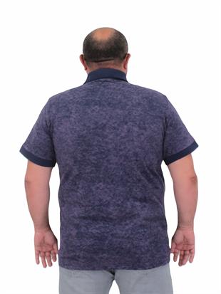 Starbattal Erkek Büyük Beden Polo Yaka Mat Baskılı Tişört 24451 Marin