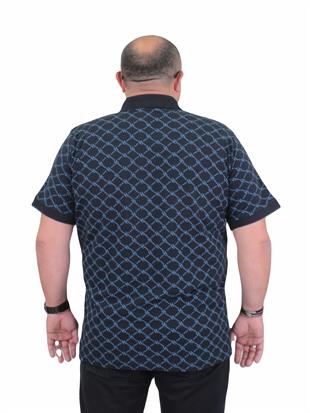 Starbattal Erkek Büyük Beden Polo Yaka Tişört Square 24452 LACIVERT