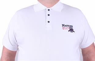 Starbattal Erkek Büyük Beden Polo Tişört Nations Team 23402 BEYAZ