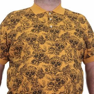 Starbattal Erkek Büyük Beden Polo Yaka Tişört Skull 24454 HARDAL