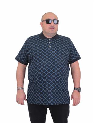 Starbattal Erkek Büyük Beden Polo Yaka Tişört Square 24452 LACIVERT