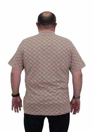 Starbattal Erkek Büyük Beden Polo Yaka Tişört Square 24452 BEJ