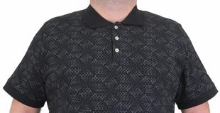 Starbattal Erkek Büyük Beden Polo Yaka Üçgen Baskılı Tişört 24450 SIYAH