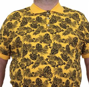 Starbattal Erkek Büyük Beden Polo Yaka Tişört Hawai 24455 SARI