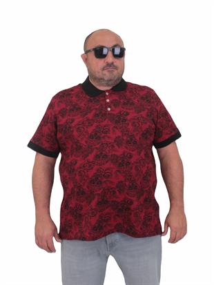 Starbattal Erkek Büyük Beden Polo Yaka Tişört Skull 24454 BORDO