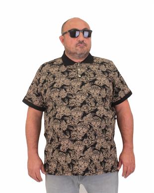 Starbattal Erkek Büyük Beden Polo Yaka Tişört Skull 24454 SIYAH