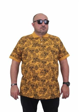 Starbattal Erkek Büyük Beden Polo Yaka Tişört Skull 24454 HARDAL