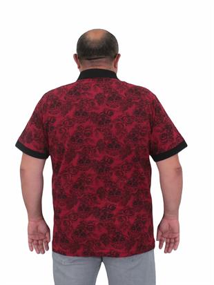 Starbattal Erkek Büyük Beden Polo Yaka Tişört Skull 24454 BORDO