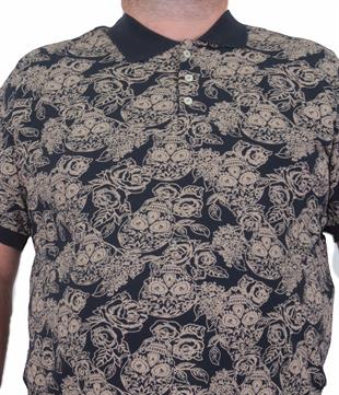 Starbattal Erkek Büyük Beden Polo Yaka Tişört Skull 24454 LACIVERT