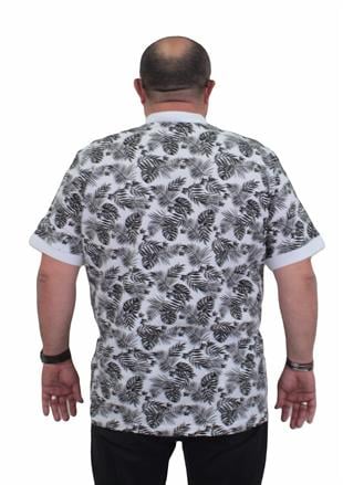 Starbattal Erkek Büyük Beden Polo Yaka Tişört Hawai 24455 BEYAZ