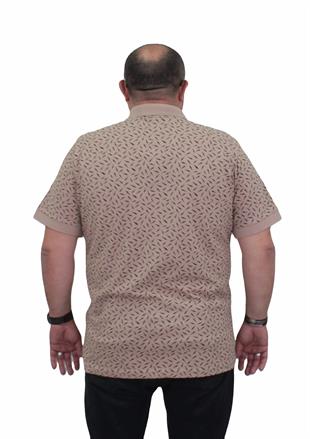 Starbattal Erkek Büyük Beden Polo Yaka Tişört Leaf 24457 BEJ
