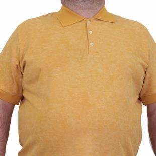 Starbattal Erkek Büyük Beden Polo Yaka Mat Baskılı Tişört 24451 HARDAL