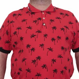 Starbattal Erkek Büyük Beden Polo Yaka Tişört Palm 24460 KIRMIZI