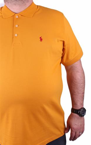 Erkek Büyük Beden Polo Yaka Tişört 23407 HARDAL