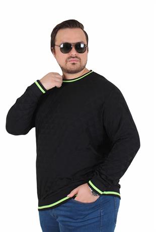 Starbattal Erkek Büyük Beden Sıfır Yaka Triko Kazak Diamond 25200 SIYAH