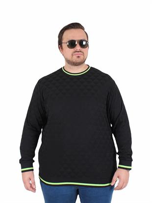 Starbattal Erkek Büyük Beden Sıfır Yaka Triko Kazak Diamond 25200 SIYAH