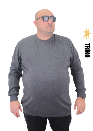 Starbattal Erkek Büyük Beden Sıfır Yaka Basic Triko Kazak 23750 ANTRASIT