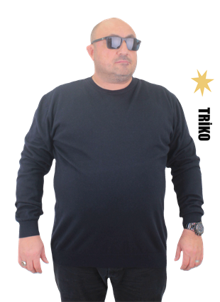 Starbattal Erkek Büyük Beden Sıfır Yaka Basic Triko Kazak 23750 LACIVERT