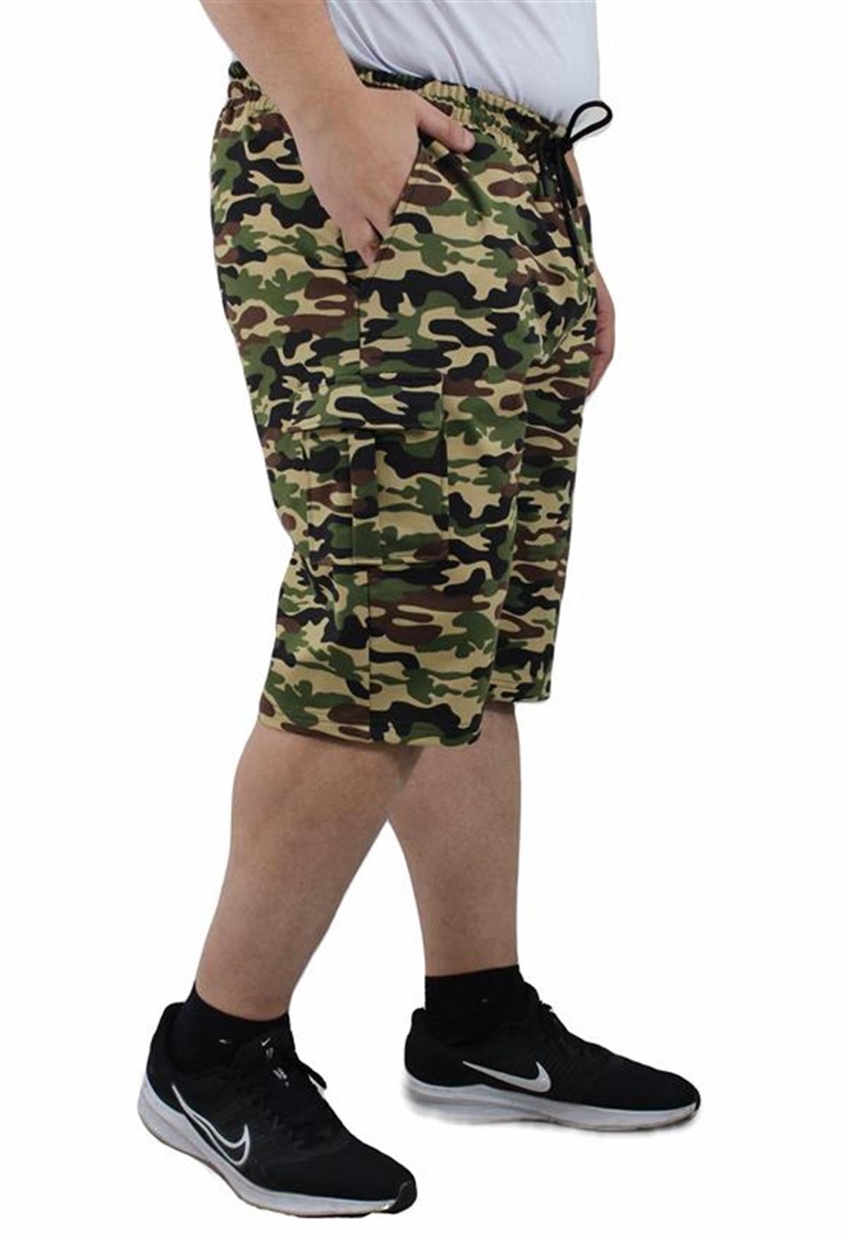 Starbattal Büyük Beden Commando Camouflage Erkek Penye Şort 23606 BEJ