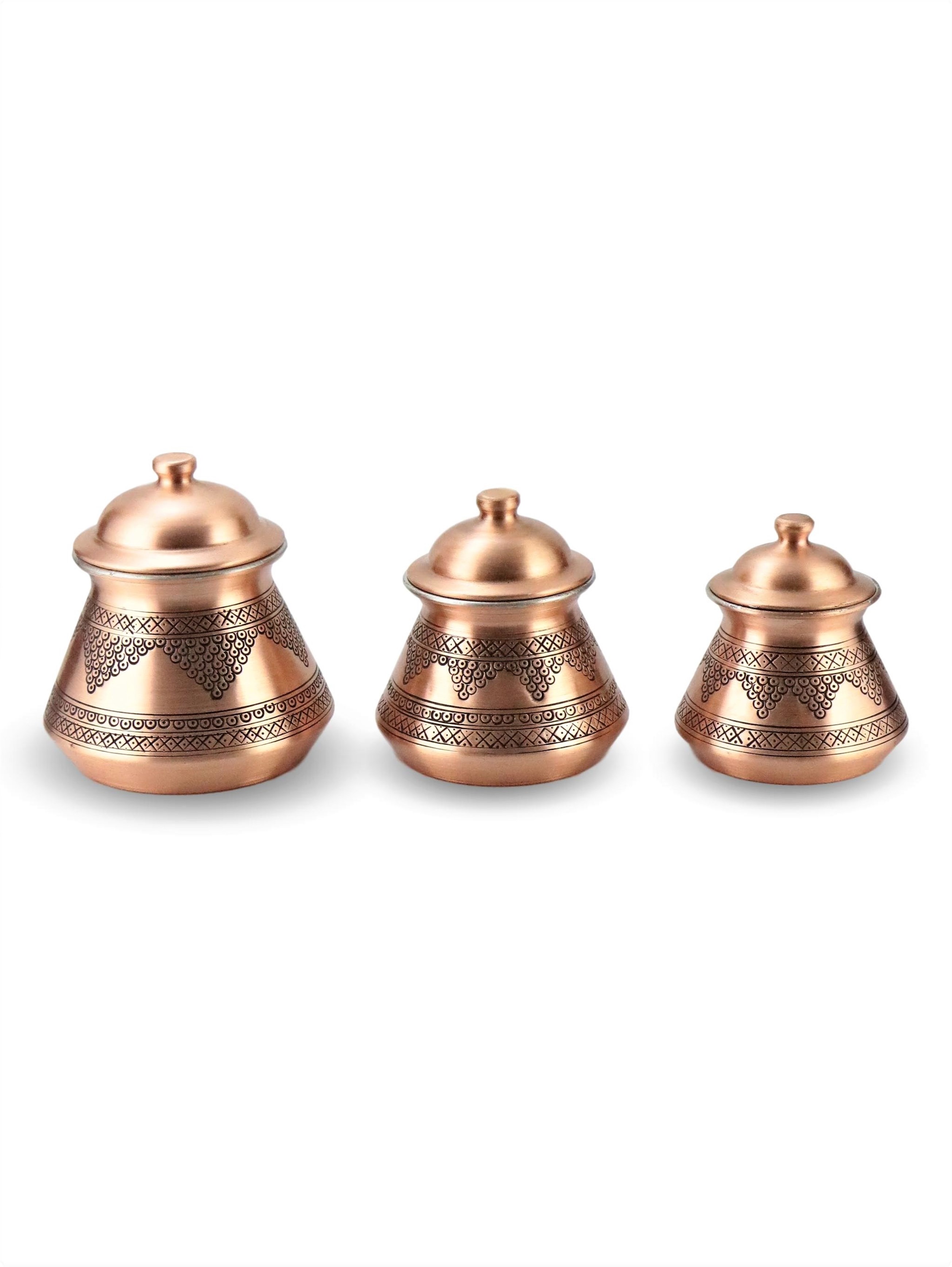 3 lü Zımbalı Eskitme Bakır Baharatlık 1 mm 