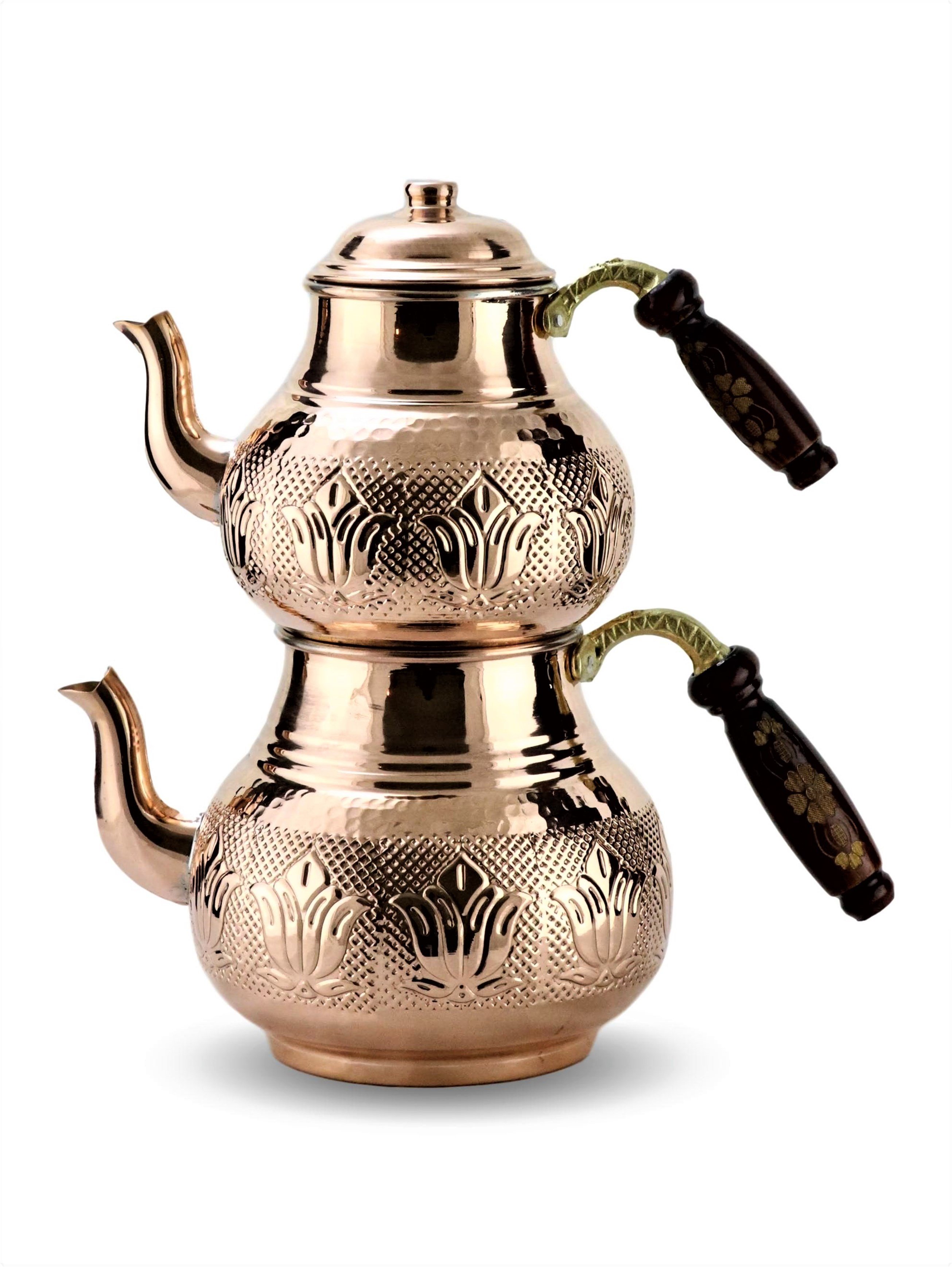 Bakır ÇaydanlıkSonay BakırcılıkAile Boyu Kırmızı İşleme Bakır Çaydanlık