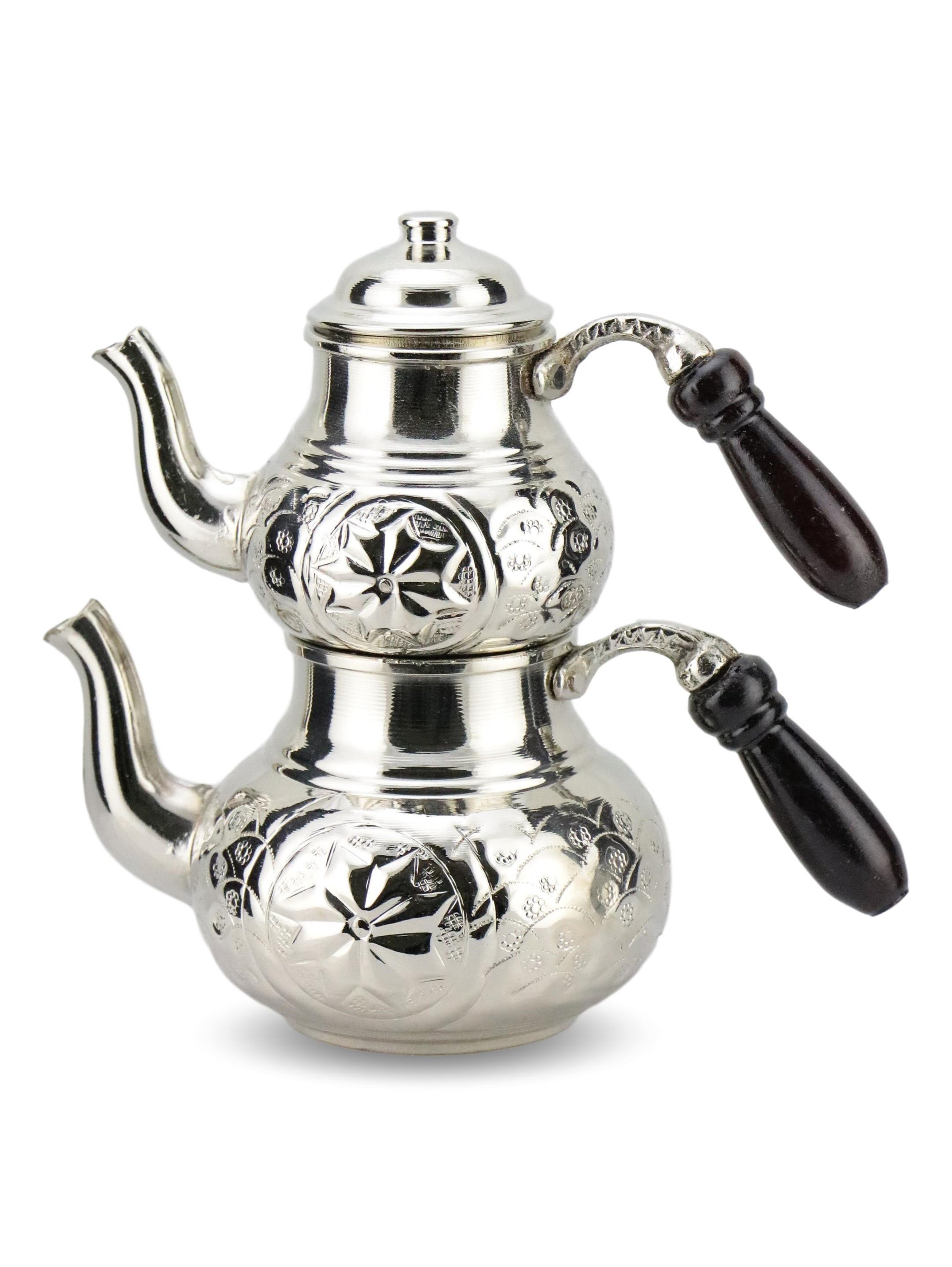 Bakır ÇaydanlıkSonay BakırcılıkÇiçek İşlemeli Küçük Bakır Çaydanlık