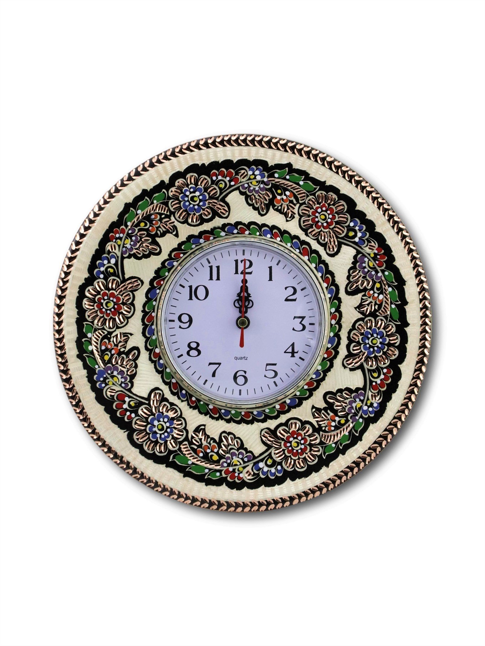 Dekoratif Duvar TepsileriSonay BakırcılıkEl İşlemesi Bakır Duvar Saati 25 cm