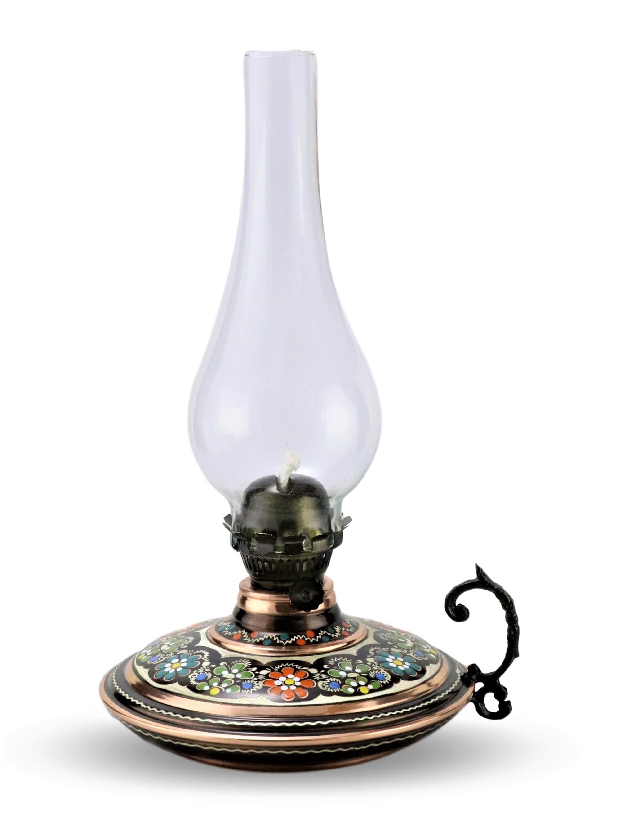 Bakır Gaz LambasıSonay BakırcılıkGül Çiçek  İşlemeli Bakır Gaz Lambası