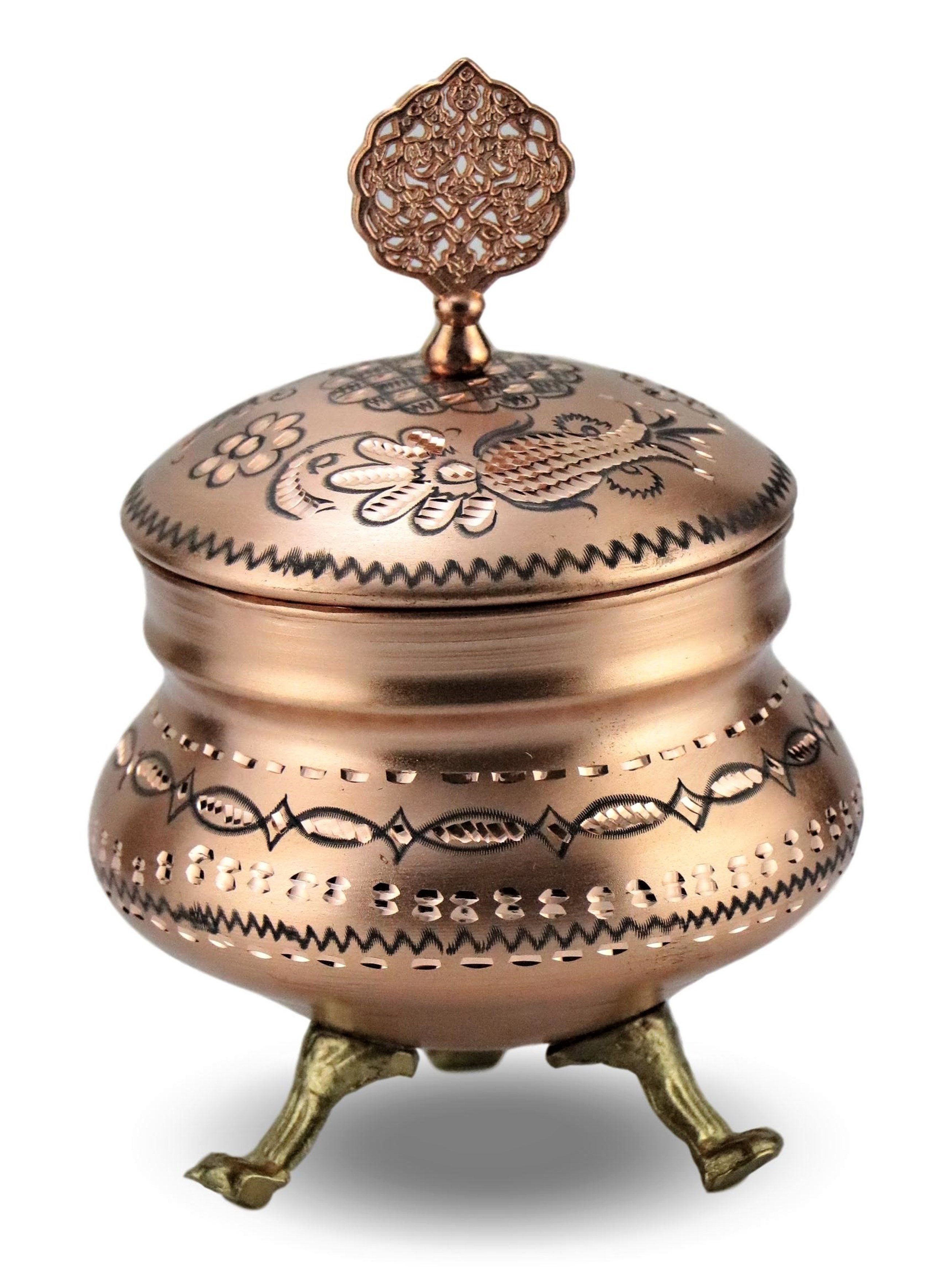 Gül Çiçek Eskitme Bakır Şekerlik 