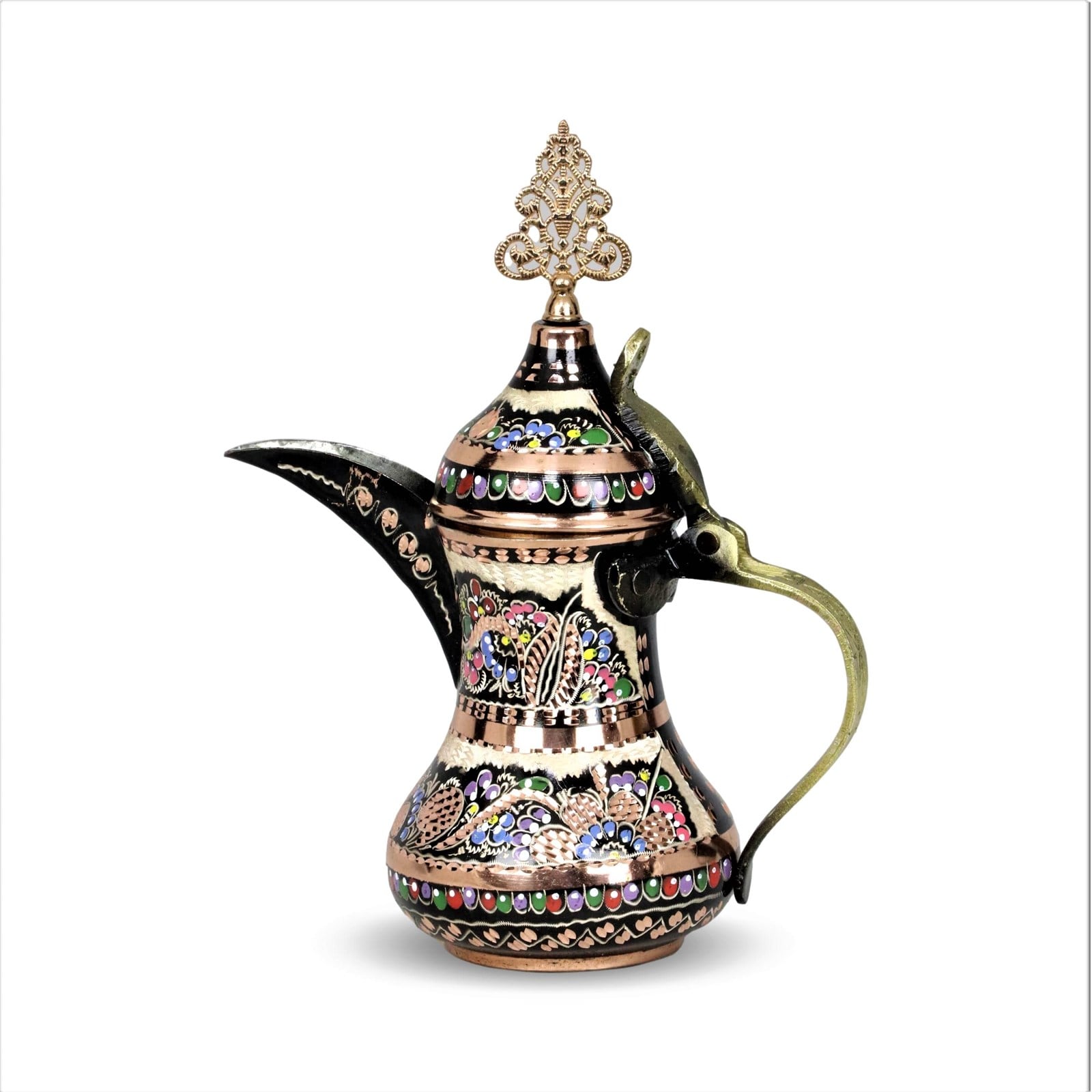 Bakır ÇaydanlıkSonay BakırcılıkGül Çiçek Mırra Küçük Boy Bakır Arap Çaydanlık Sütlük 300 ml