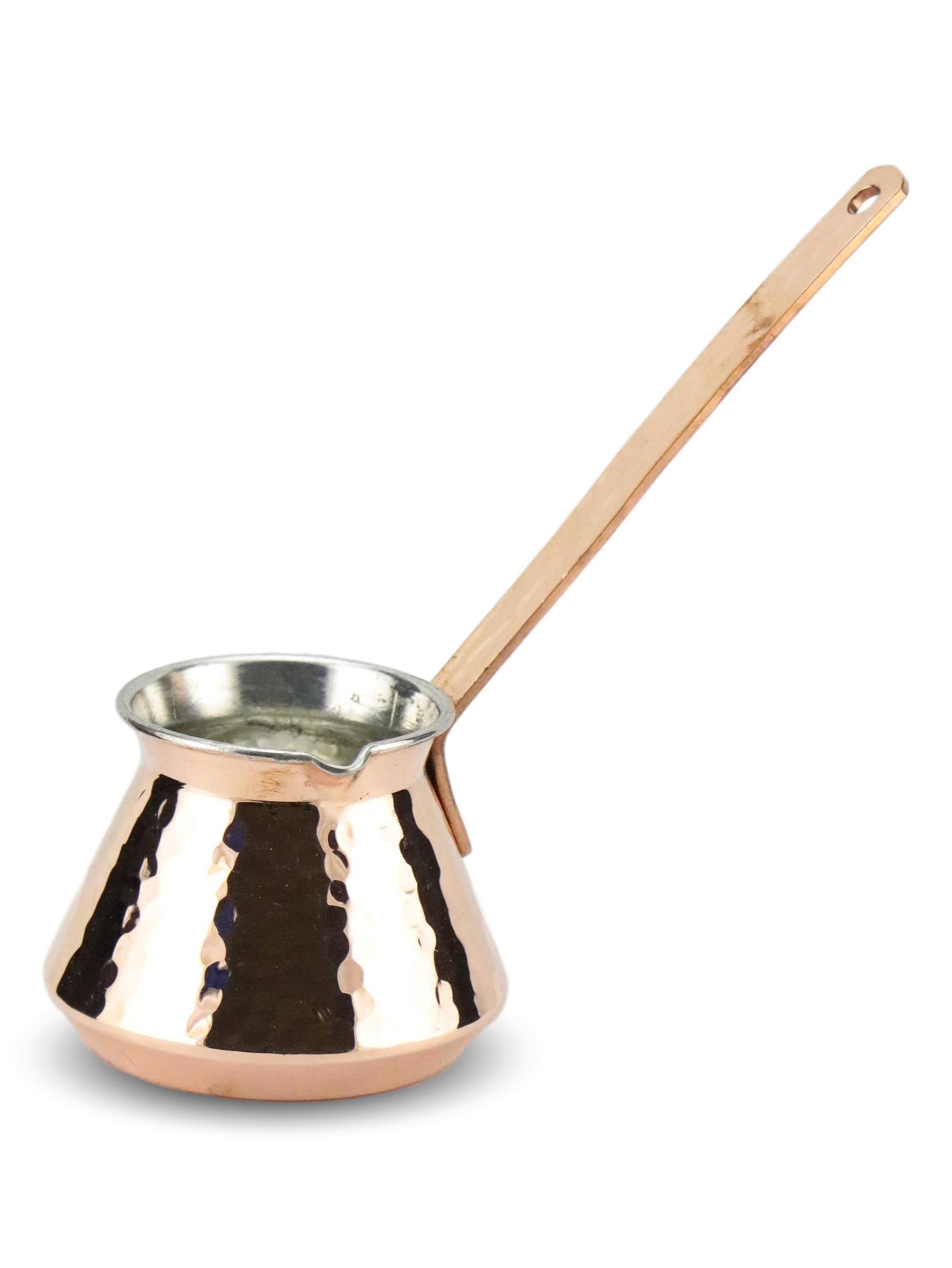SONAYCOPPER 6 Cup Capacity Hammered Handmade Turkish Copper Coffee Pot, 1 mm Thick Tinned Copper 