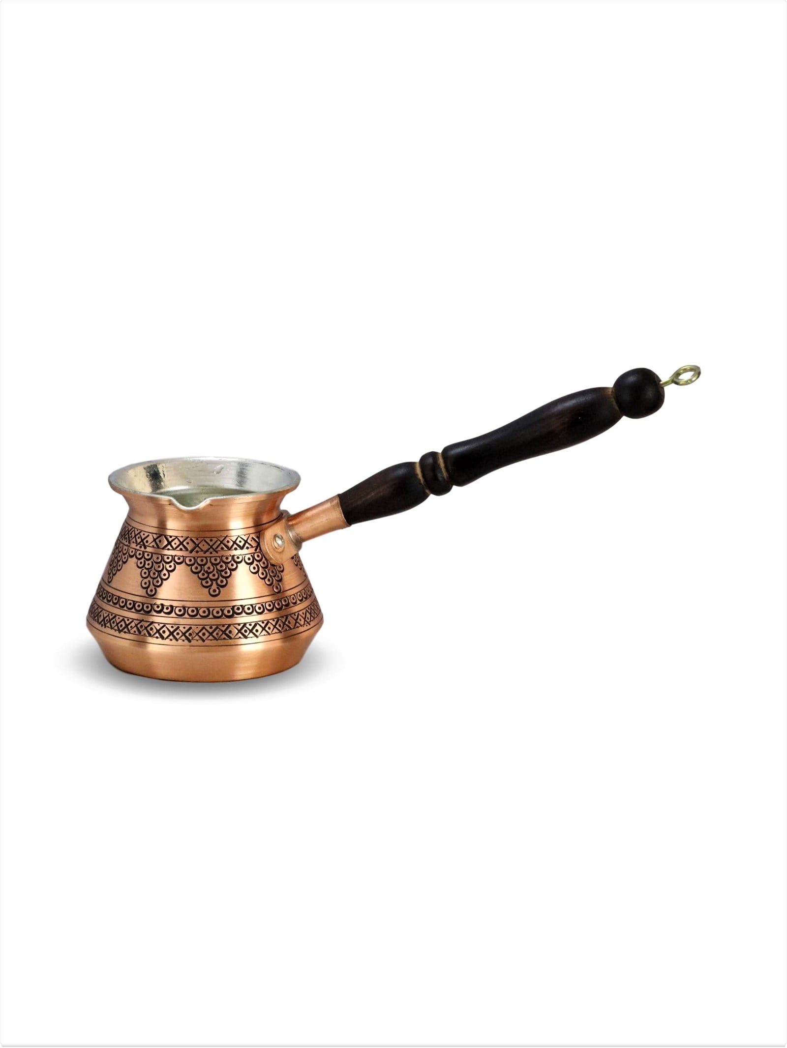 Bakır Cezve Sonay BakırcılıkKalın Topak Üzüm İşlemeli Bakır Cezve 5 Fincanlık