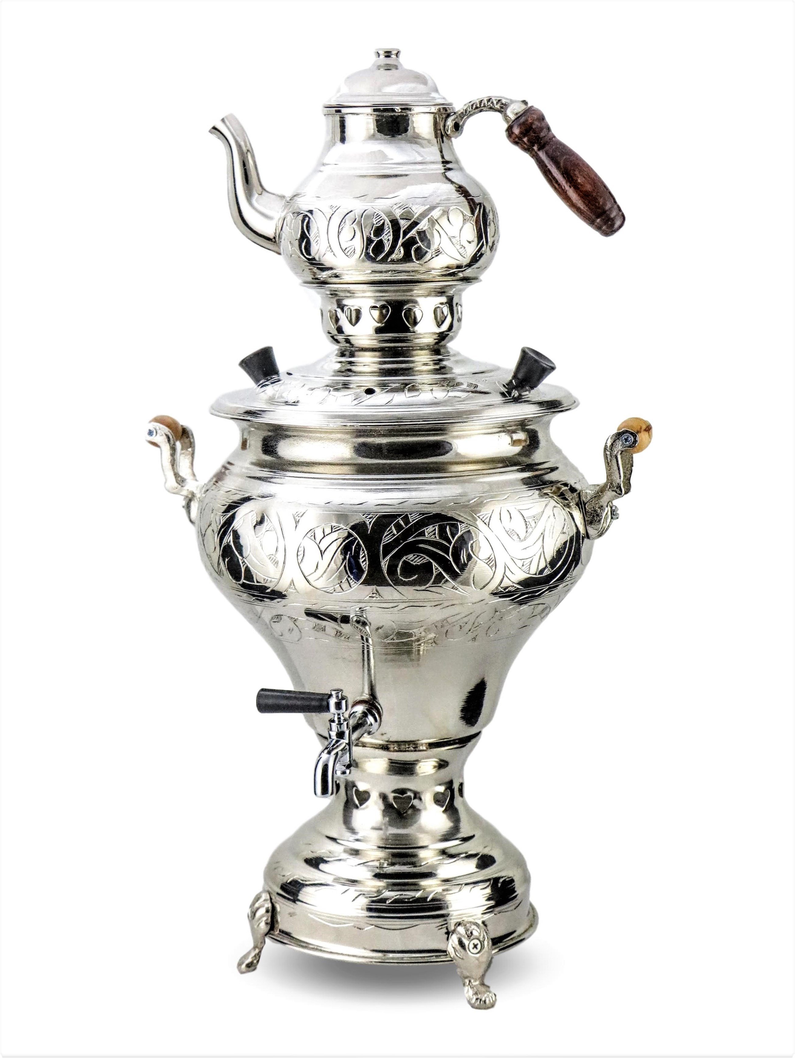 Bakır SemaverSonay BakırcılıkKeski İşlemeli Elektrikli Bakır Semaver 4,5 Lt 