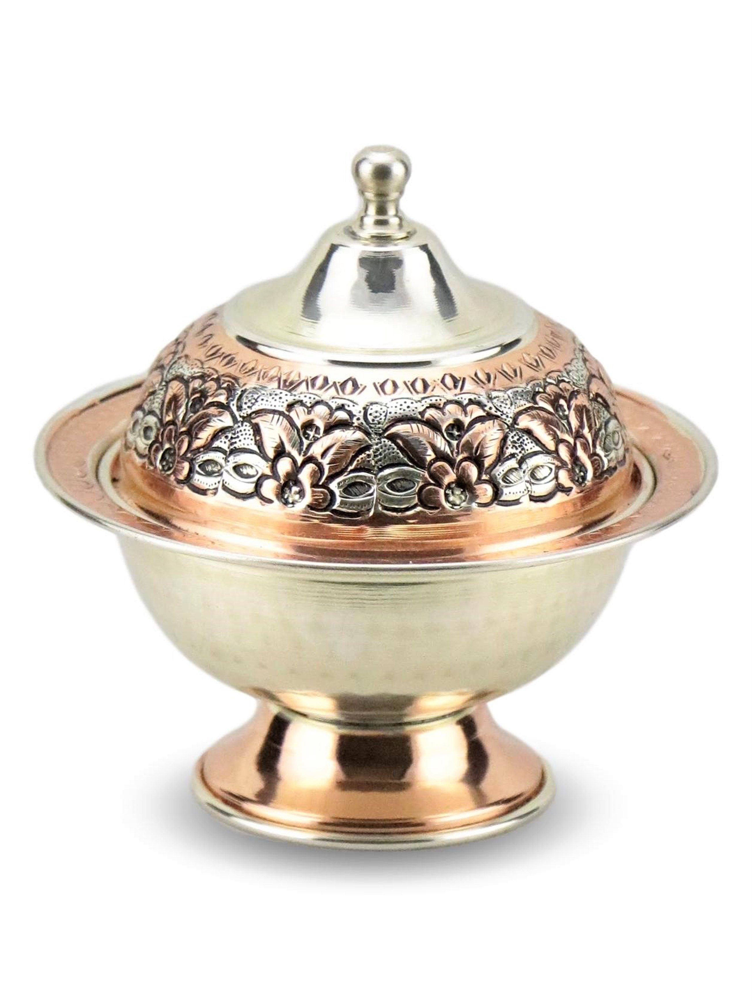 Miray Ayaklı Yuvarlak Minik Bakır Şekerlik