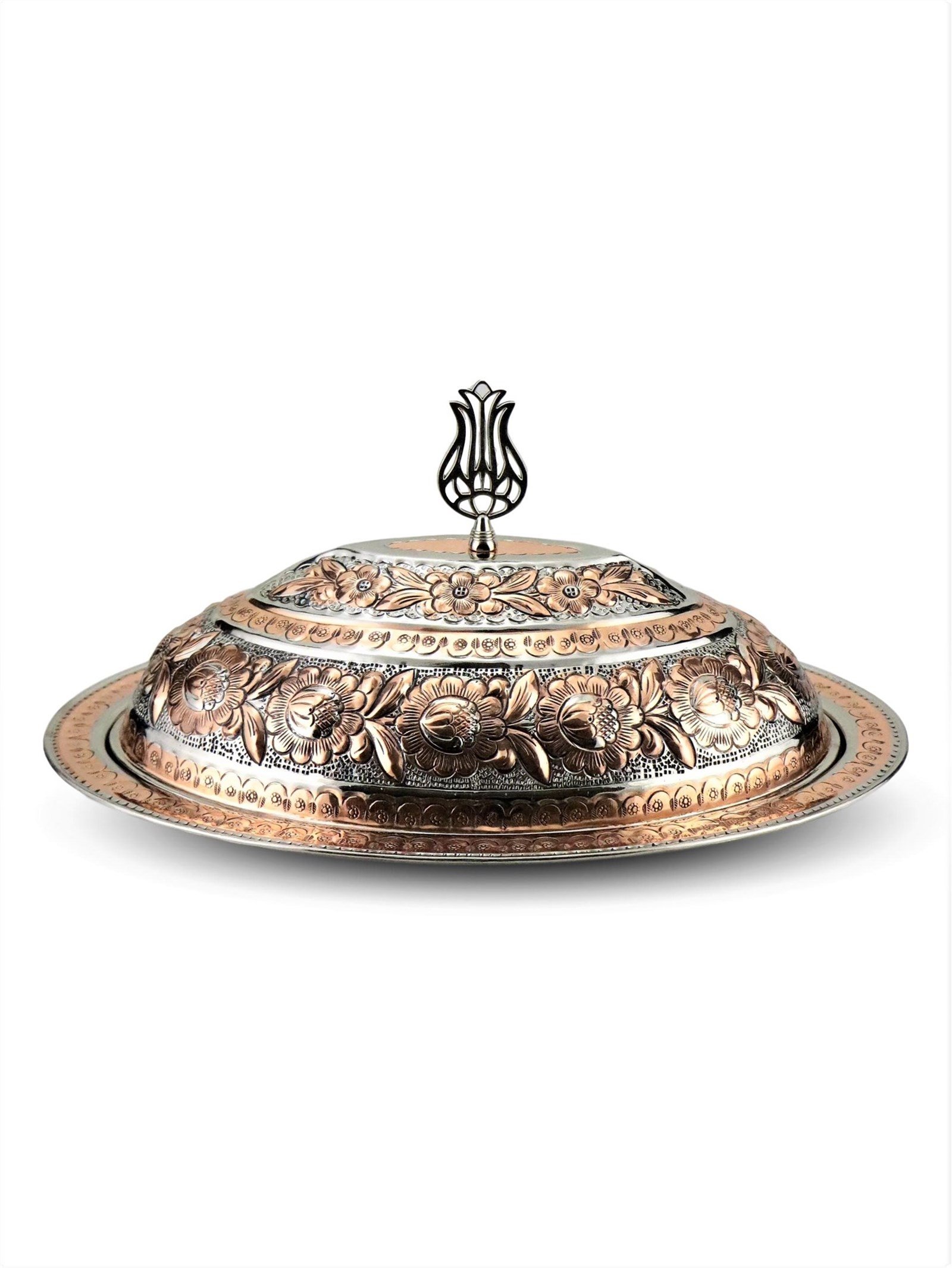 Miray Bakır Orta Boy İşlemeli İskender Sahan Tabağı