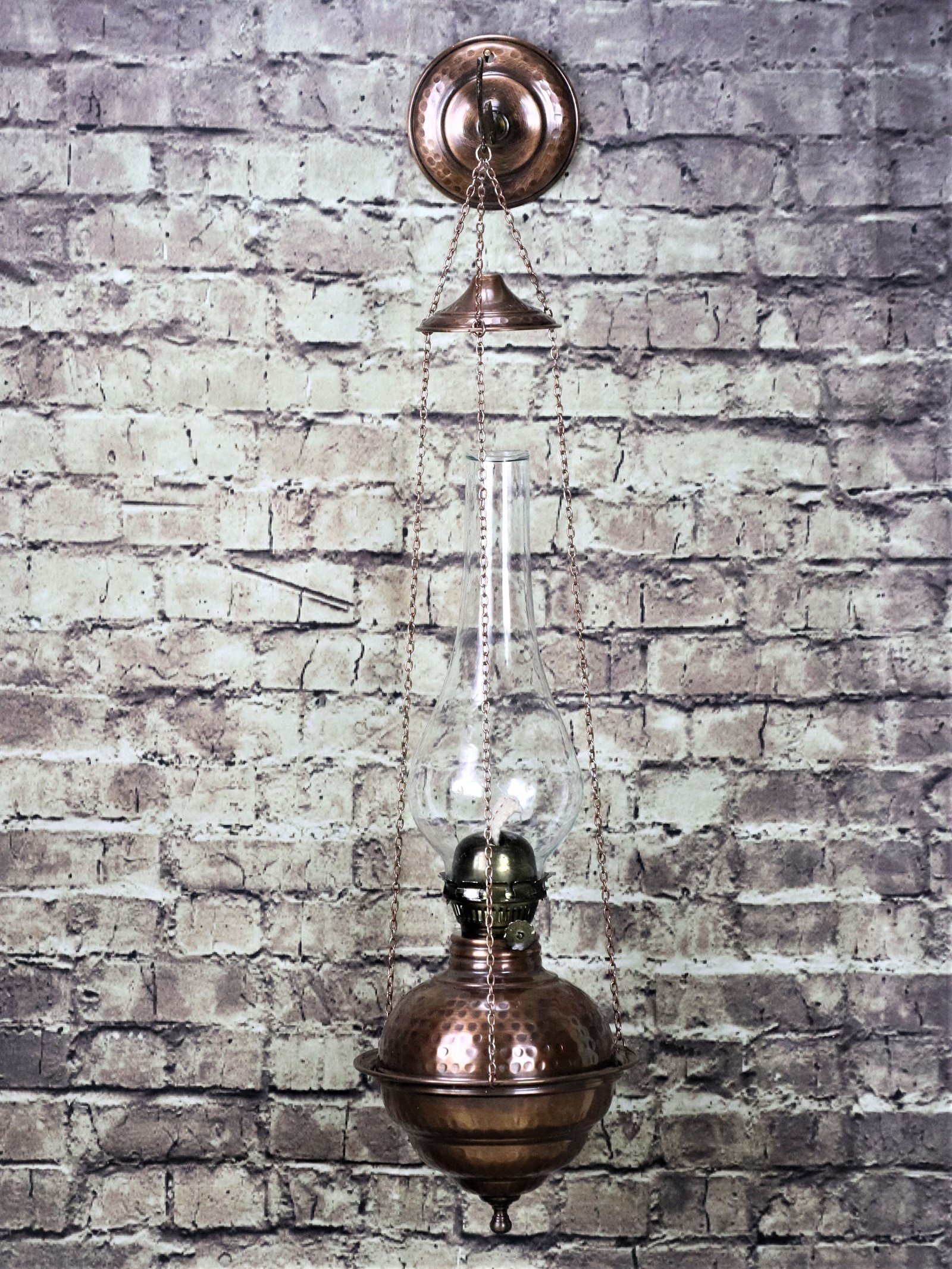 Bakır Gaz LambasıSonay BakırcılıkMiray Eskitme Duvar Askılı Büyük Bakır Gaz Lambası